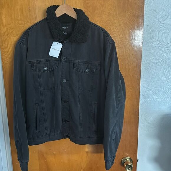 Forever 21 Other - Black Jean Jacket Mens Large Fleece Lined